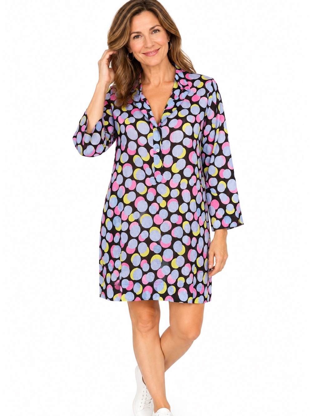 MOSHINO MARE Vintage Polka Dot Cotton Shirt Dress Italy Pockets Size US Large